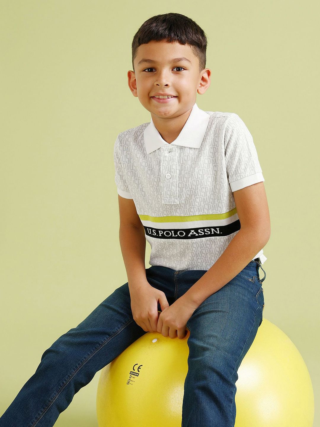 U.S. Polo Assn. Kids Boys Printed Pure Cotton Polo T-shirt