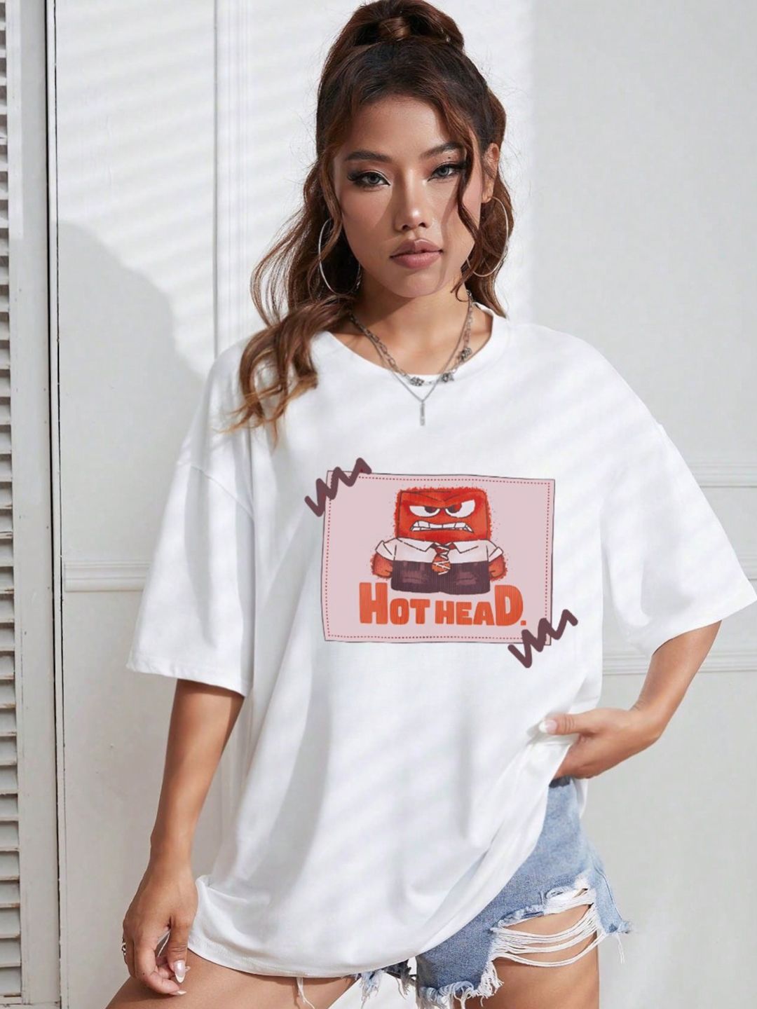 AAHWAN Hot Head Printed Drop Shoulder Relaxed Fit T-shirt