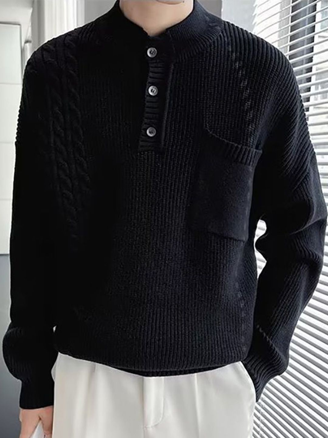 StyleCast x Revolte Men Cable Knit Sweater Vest