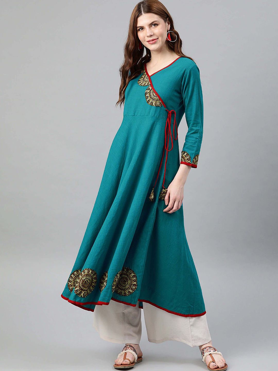 IKRASS Women Embroidered Angrakha Anarkali Kurta