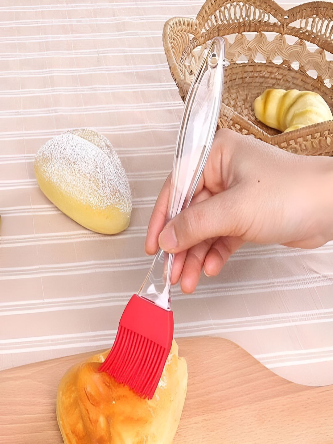 DeoDap Transparent & Red Silicone Spatula