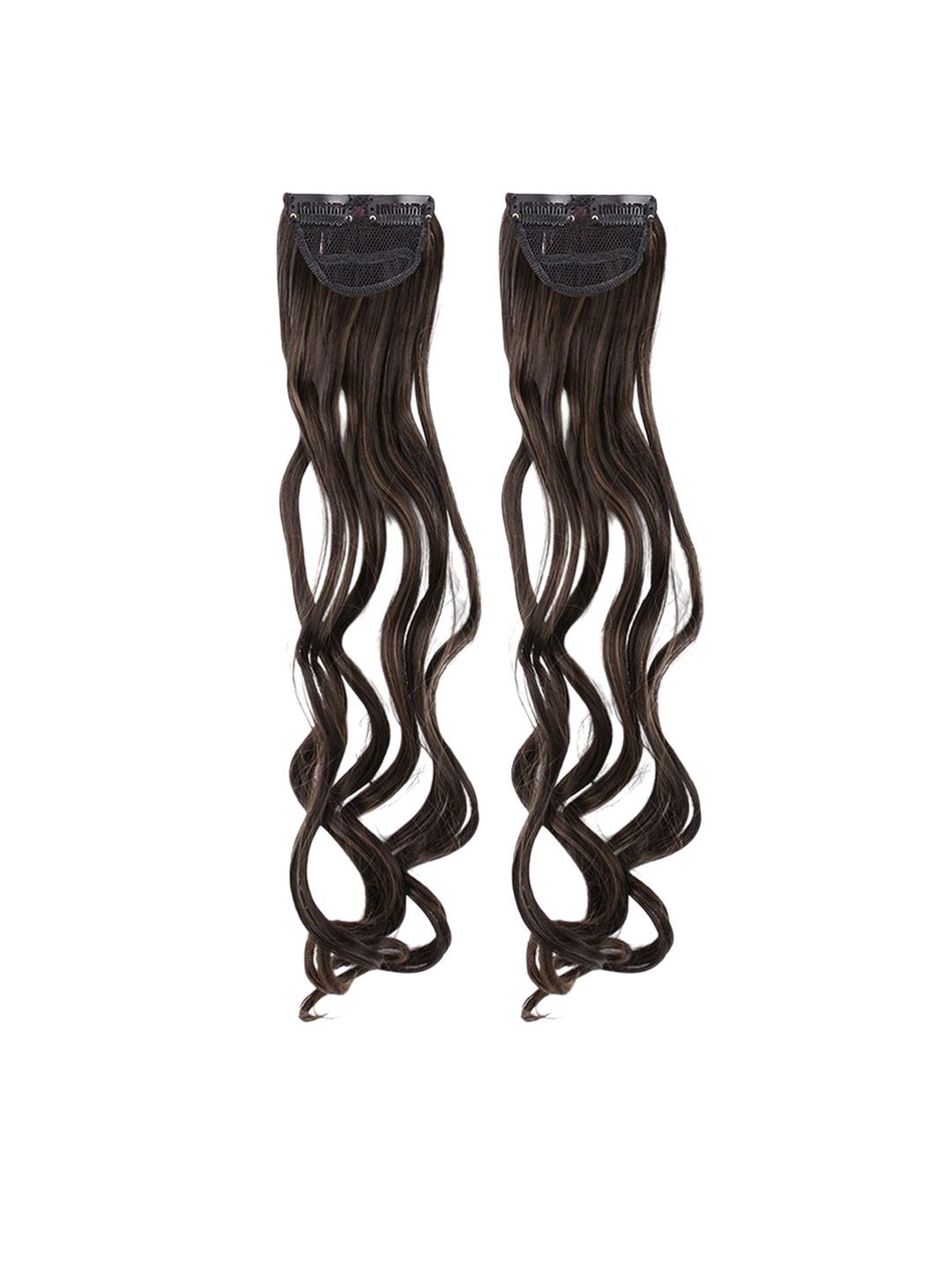 Stasia Street 20 Inch clip-In Curly Side Patches Hair Extension 2pc Set - Mix Brown