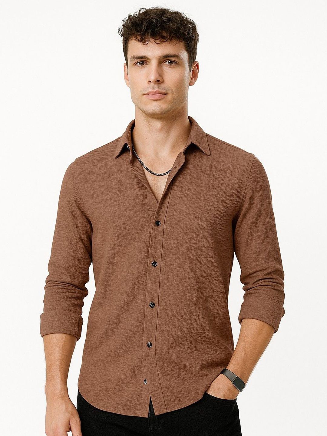 VORTEX Men Men Textured Original Slim Fit Casual Shirt