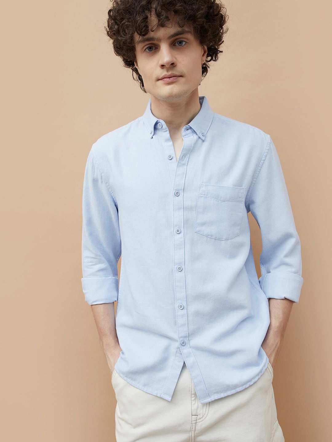 Fame Forever by Lifestyle Men Solid Button-Down Collar Cotton Casual Shirt