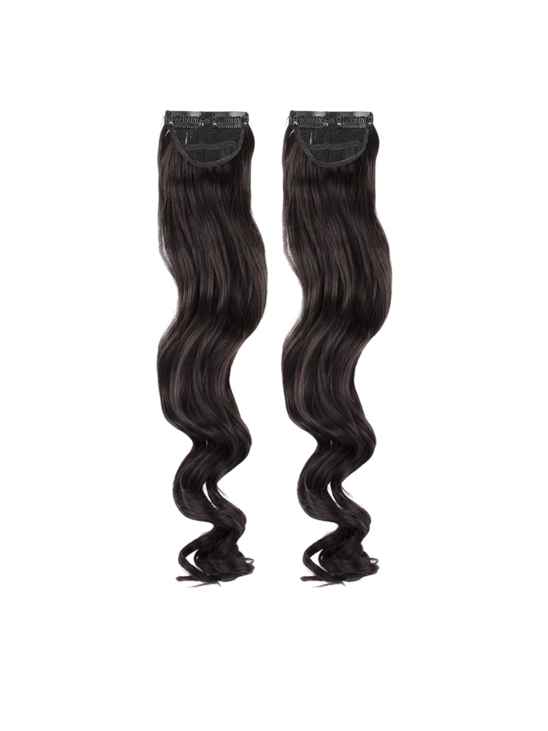 Stasia Street 20 Inch clip-In Curly Side Patches Hair Extension 2pc Set - Dark Brown