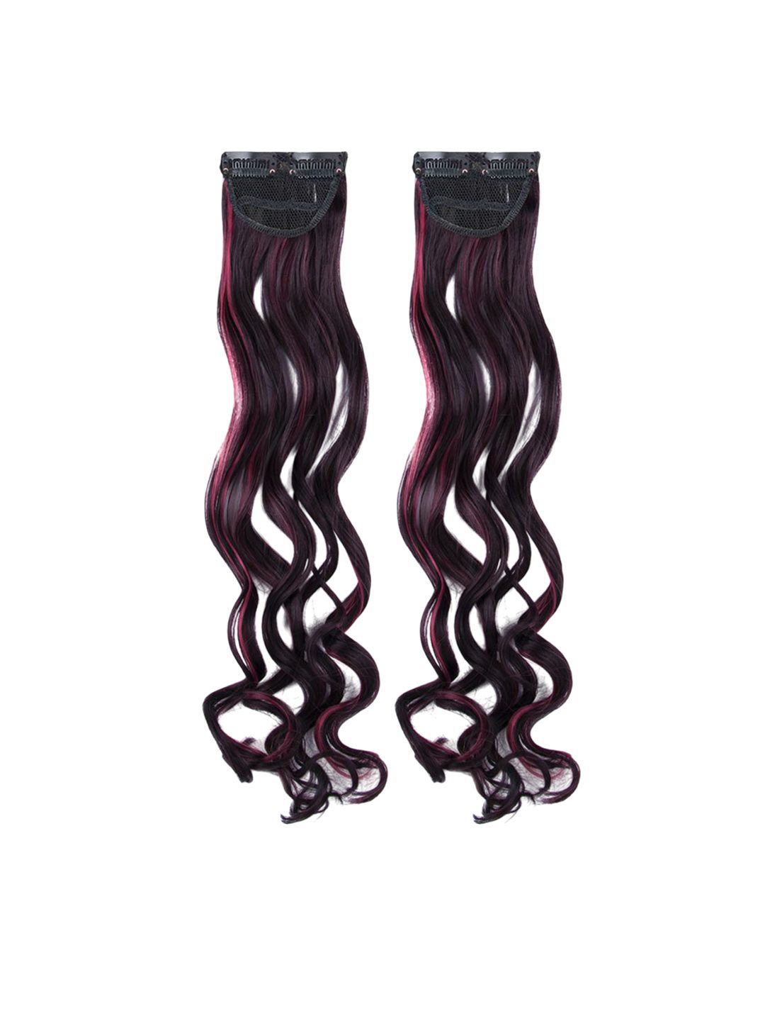 Stasia Street 20 Inch clip-In Curly Side Patches Hair Extension 2pc Set - Burgundy