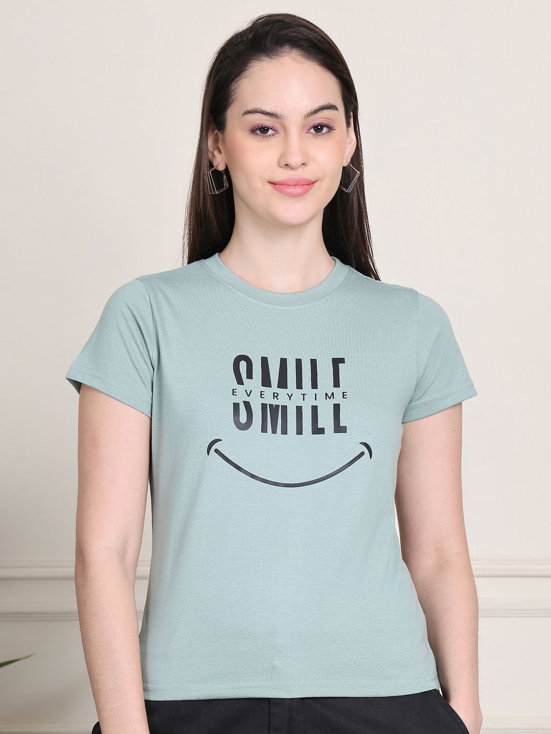 PUELLA Women Typography Printed Round Neck T-shirt
