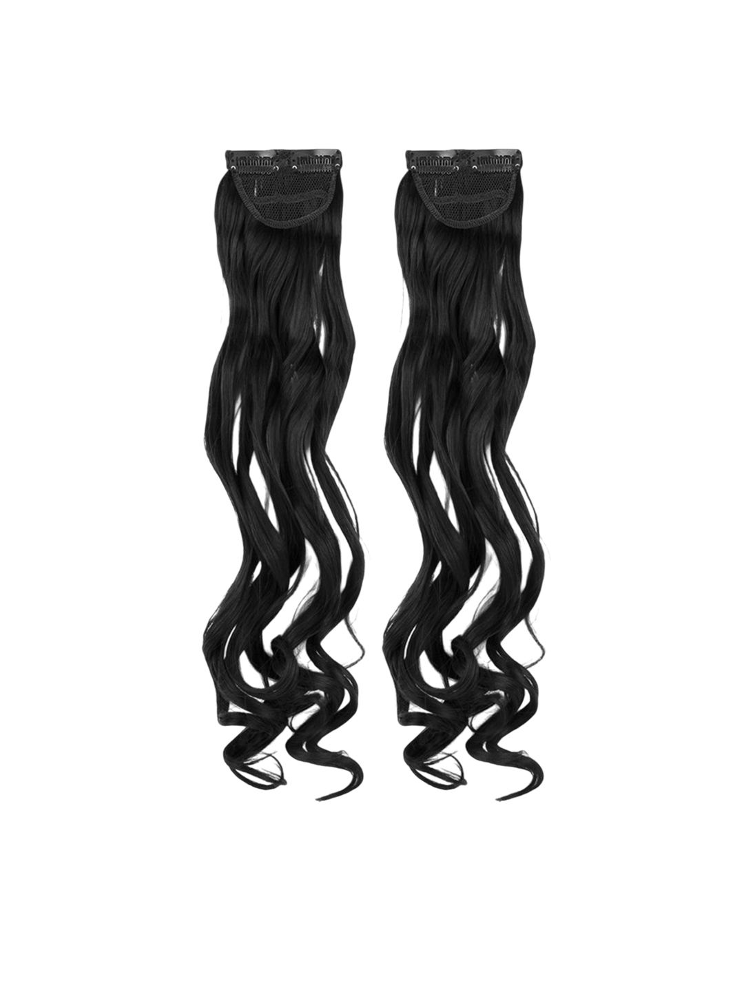 Stasia Street 20 Inch clip-In Curly Side Patches Hair Extension 2pc Set - Jet Black