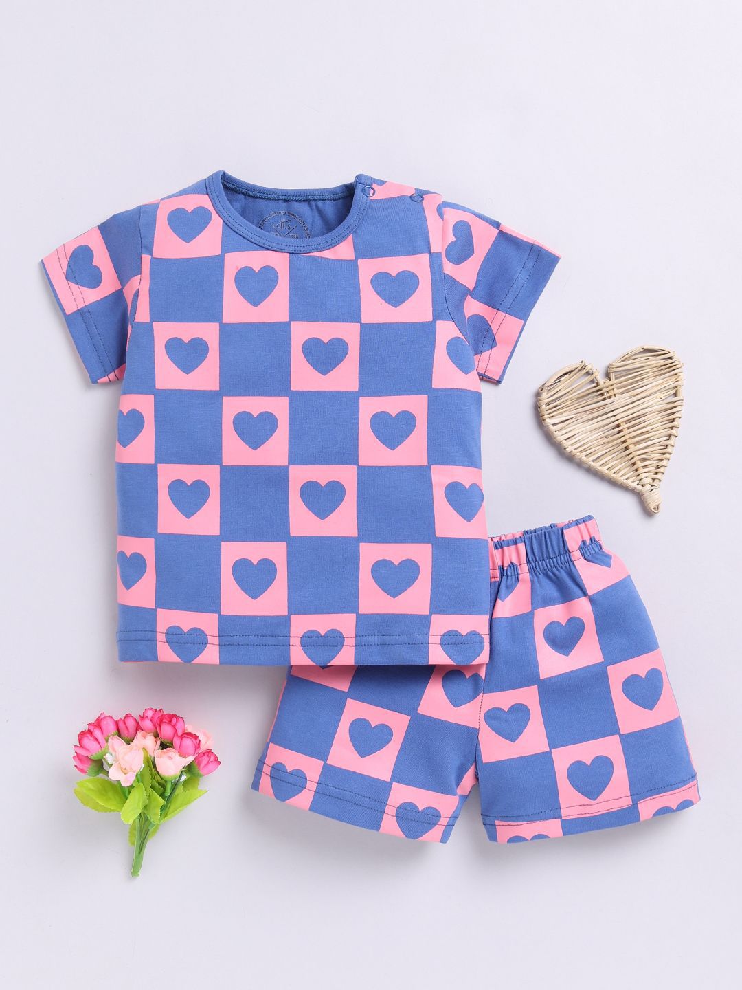 Clt.s Unisex Kids Printed T-shirt Shorts Pure Cotton Night suit