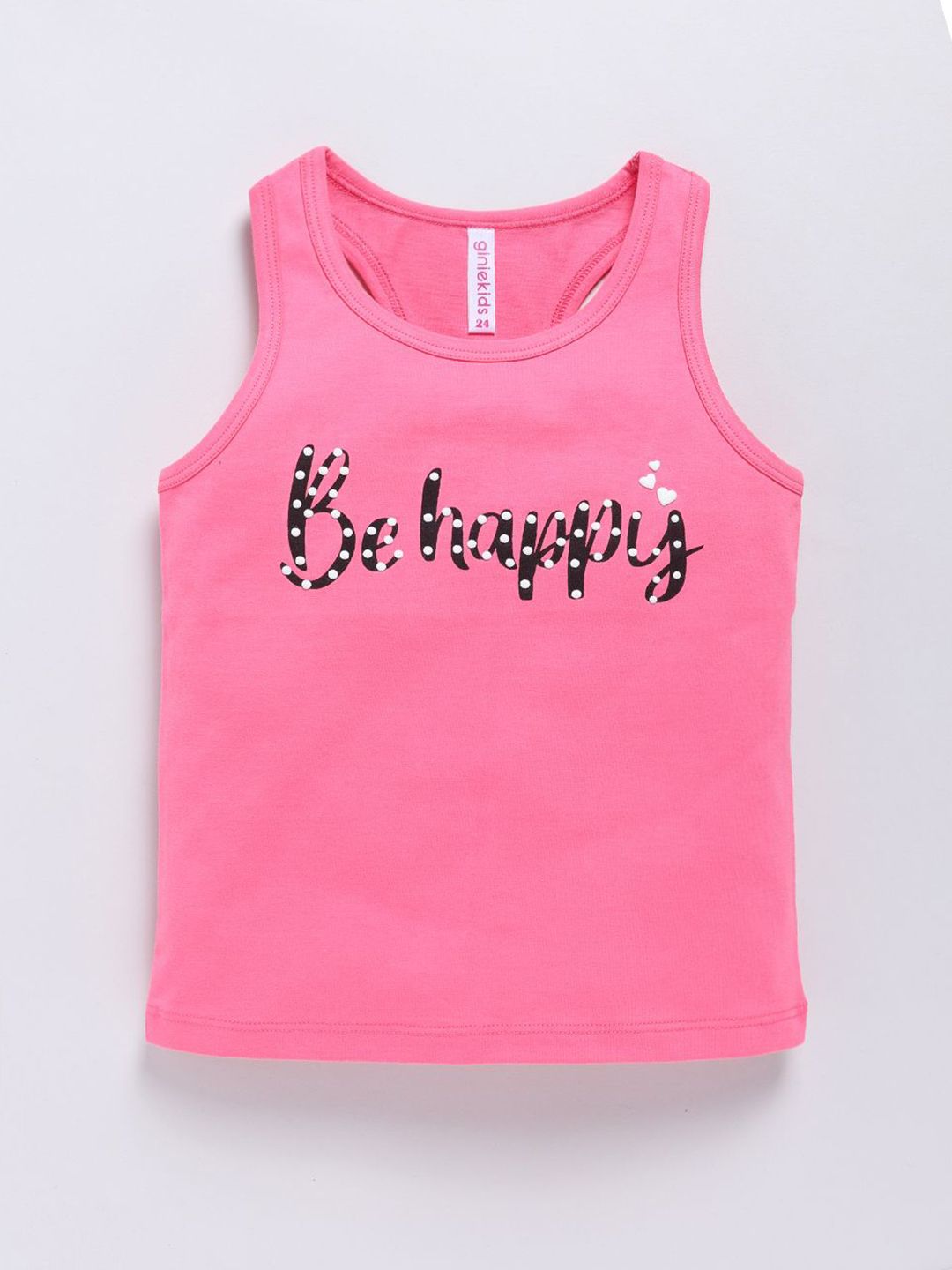 giniekids Girls Round Neck Typography Printed Tank Top