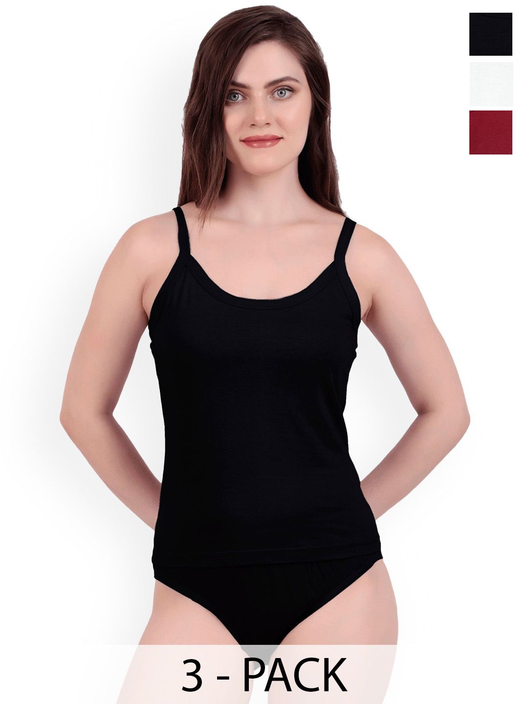 Buy Inner Element Pack Of 3 Pure Cotton Camisoles -  - Apparel for Women