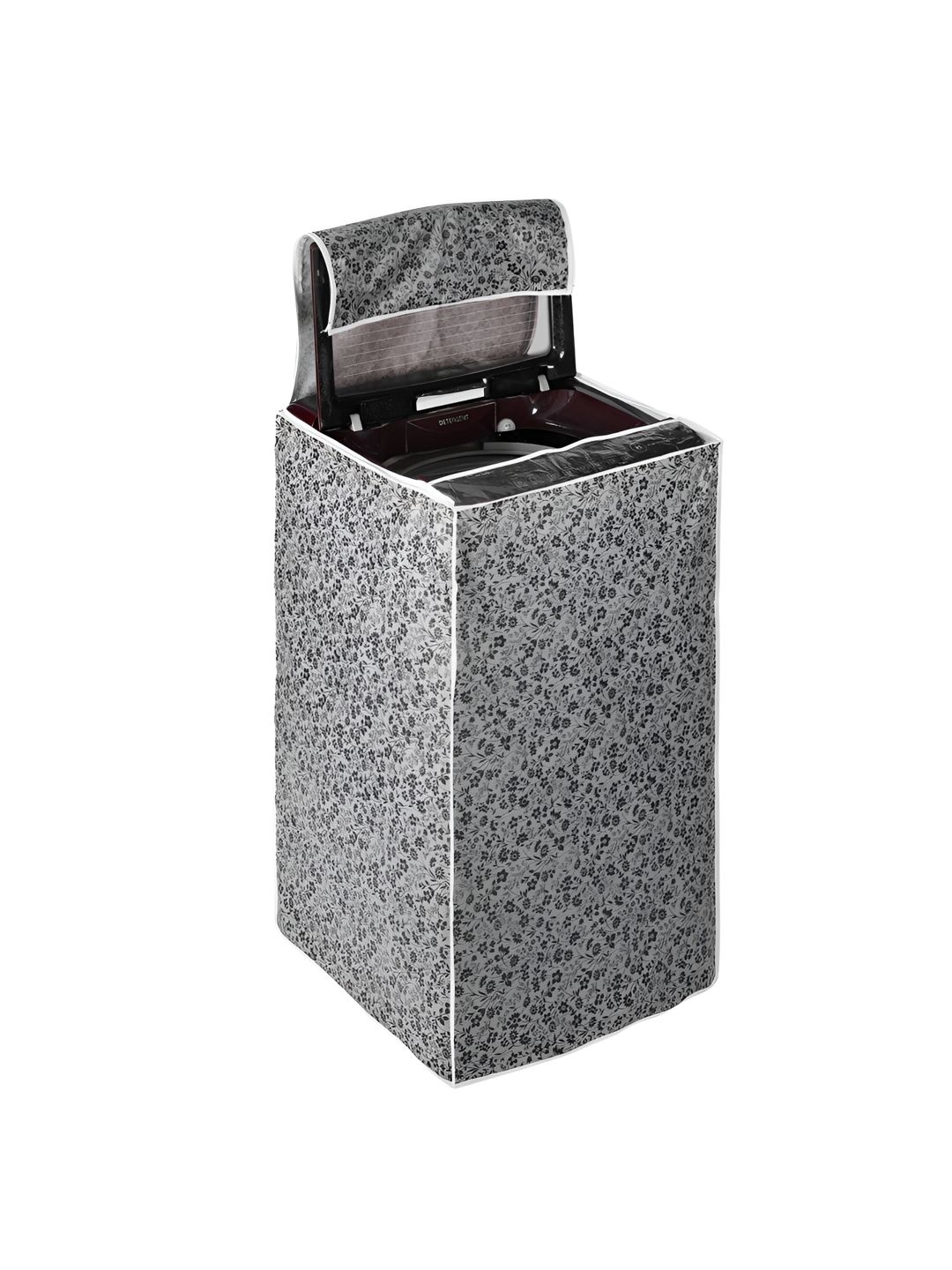 AMPEREUS Black & Grey Printed Automatic Top Load WashingMachineCover