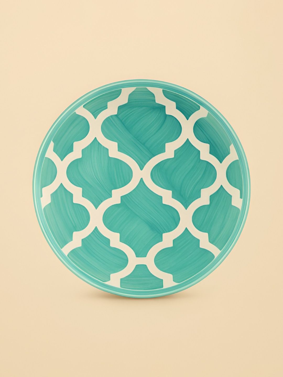 Myntra Elegant Homes Turquoise Blue & White Ethnic Motifs Printed Ceramic Glossy Plates