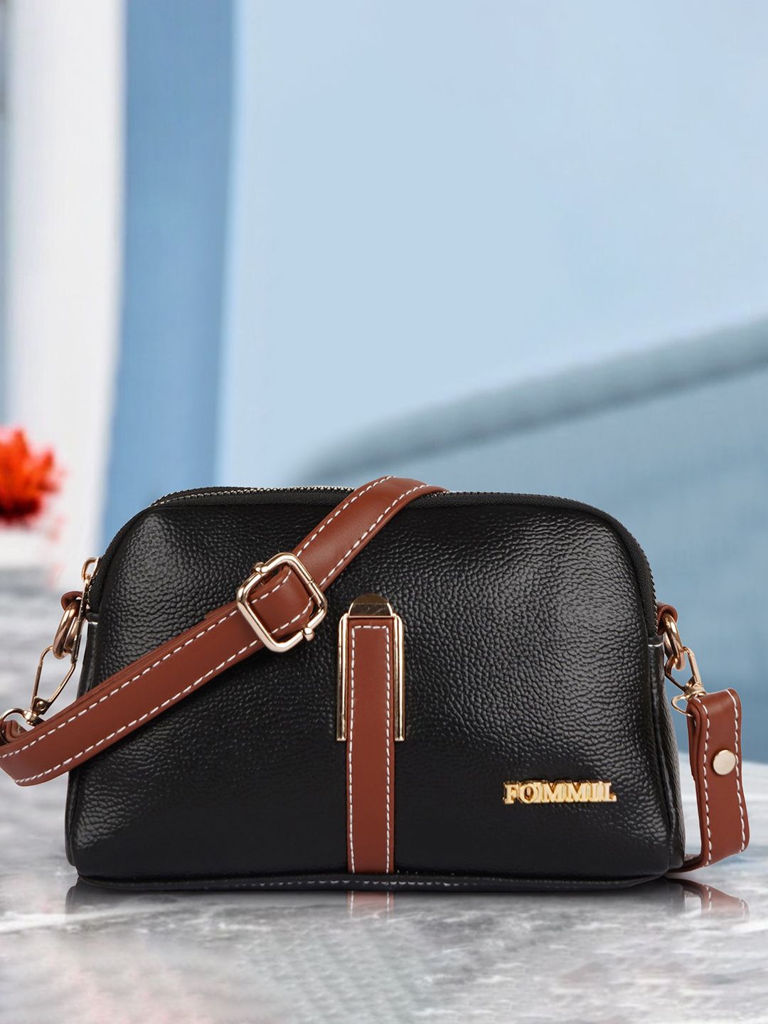FOMMIL Women Textured Crossbody Sling Bag