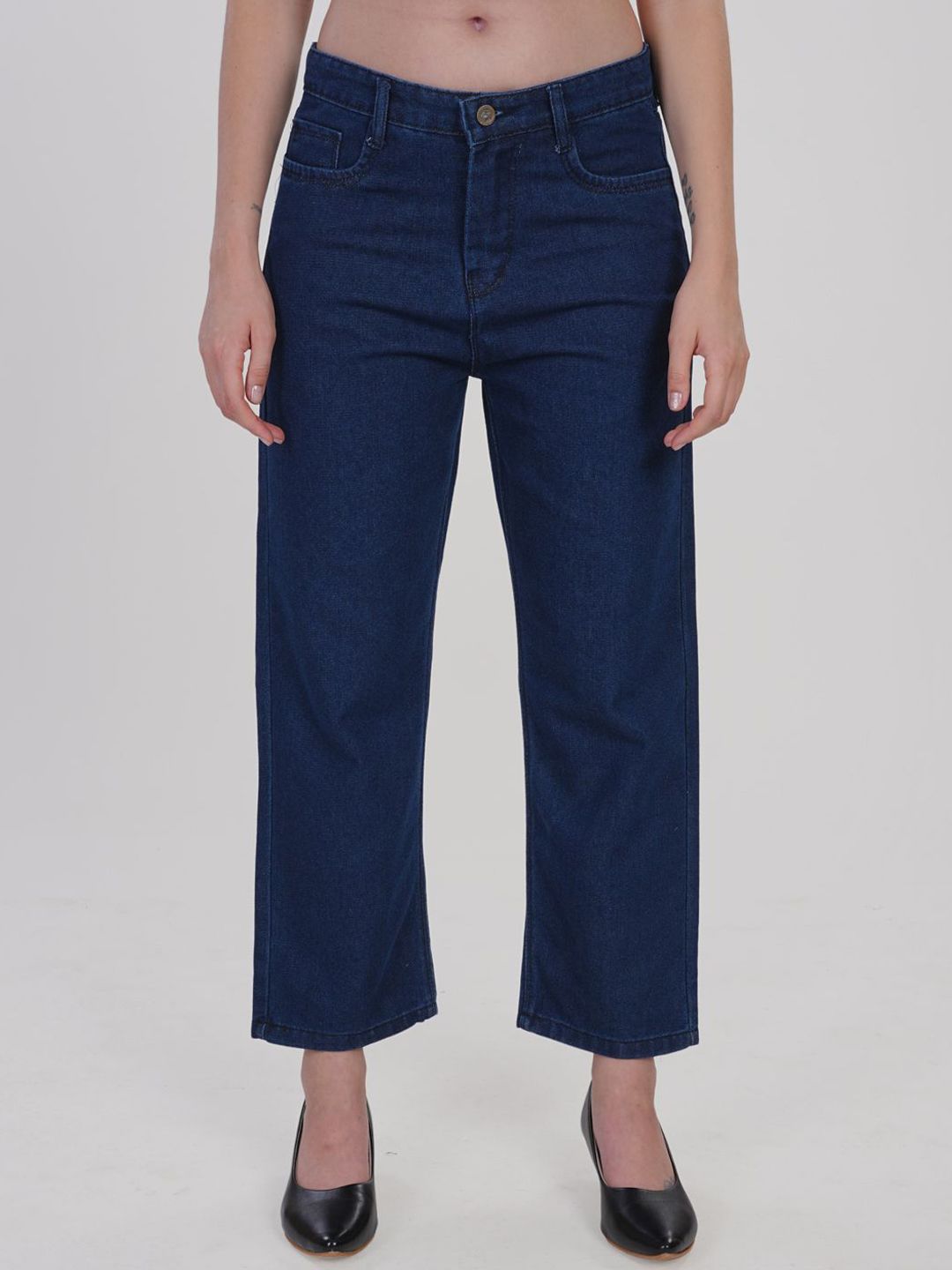 MM-21 Women Loose Mom Fit Mid-Rise Cropped Jeans