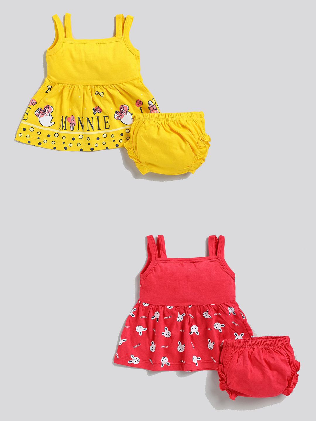 Girls Pack Of 2 Printed Sleeveless Pure Cotton Top With Shorts 2