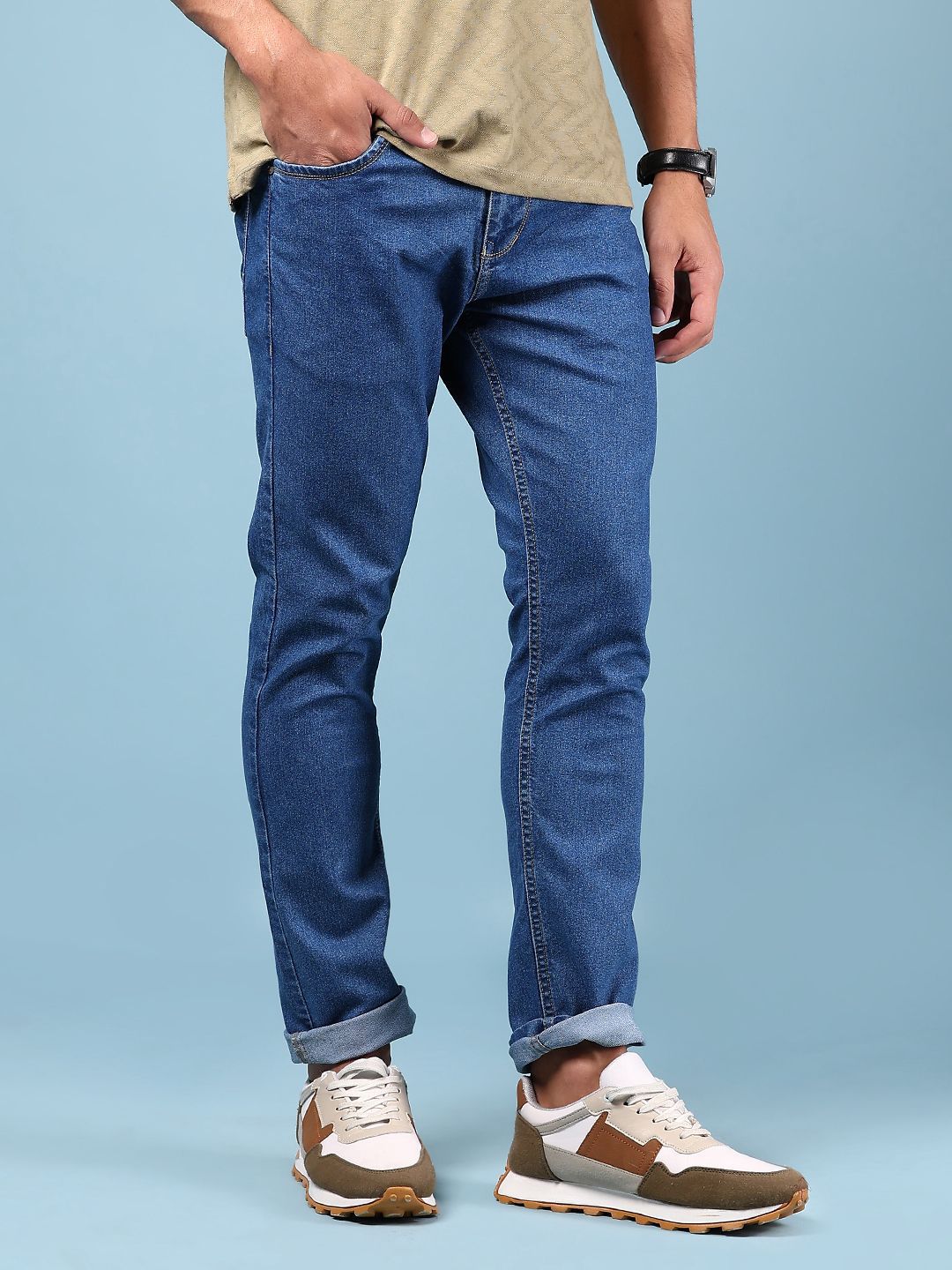 V-Mart Men Regular Fit Mid-Rise Clean Look Light Fade Denim Non Stretchable Jeans