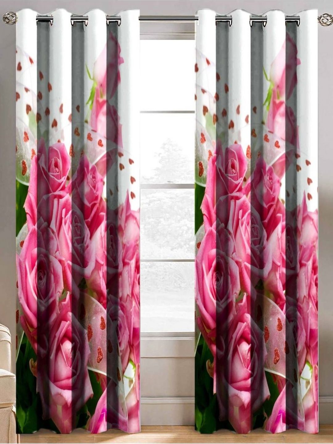 Aura White & Pink Set of 2 Floral Door
