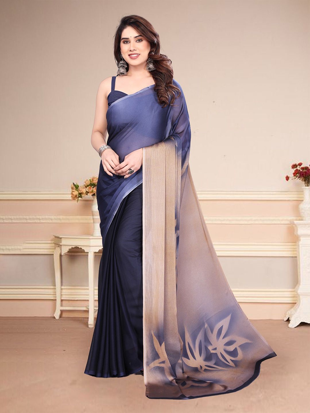 MAGNEITTA Women Floral Pure Chiffon Saree