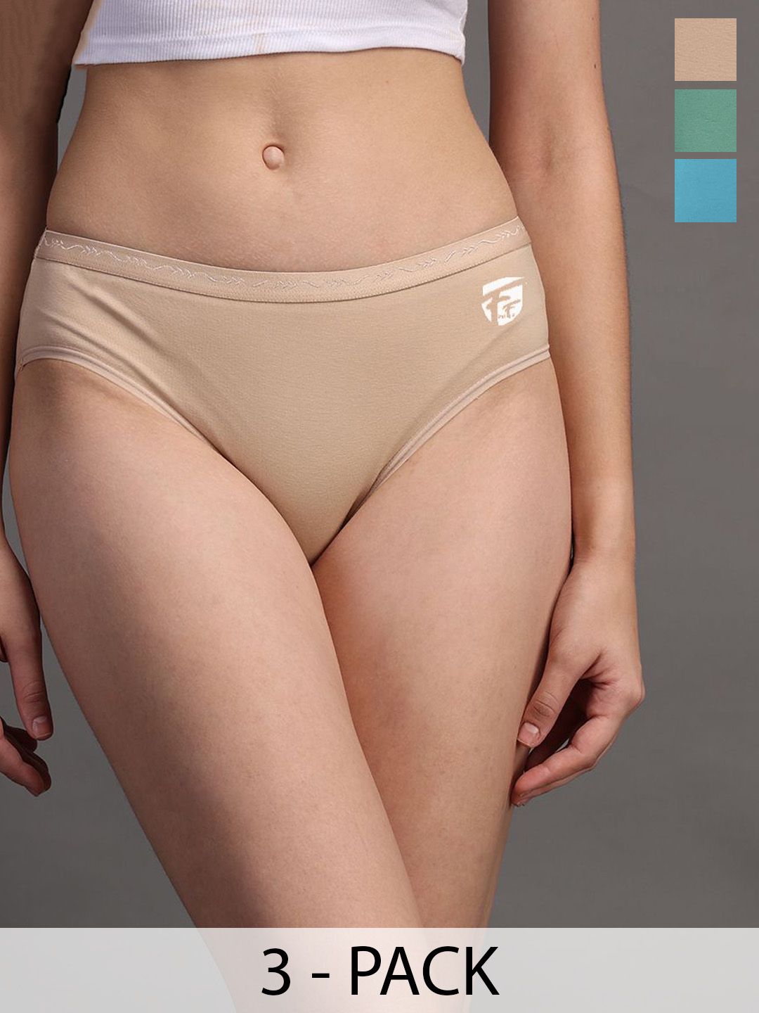 FirstFit Pack Of 3 Women Anti-Bacterial Cotton Spandex Briefs