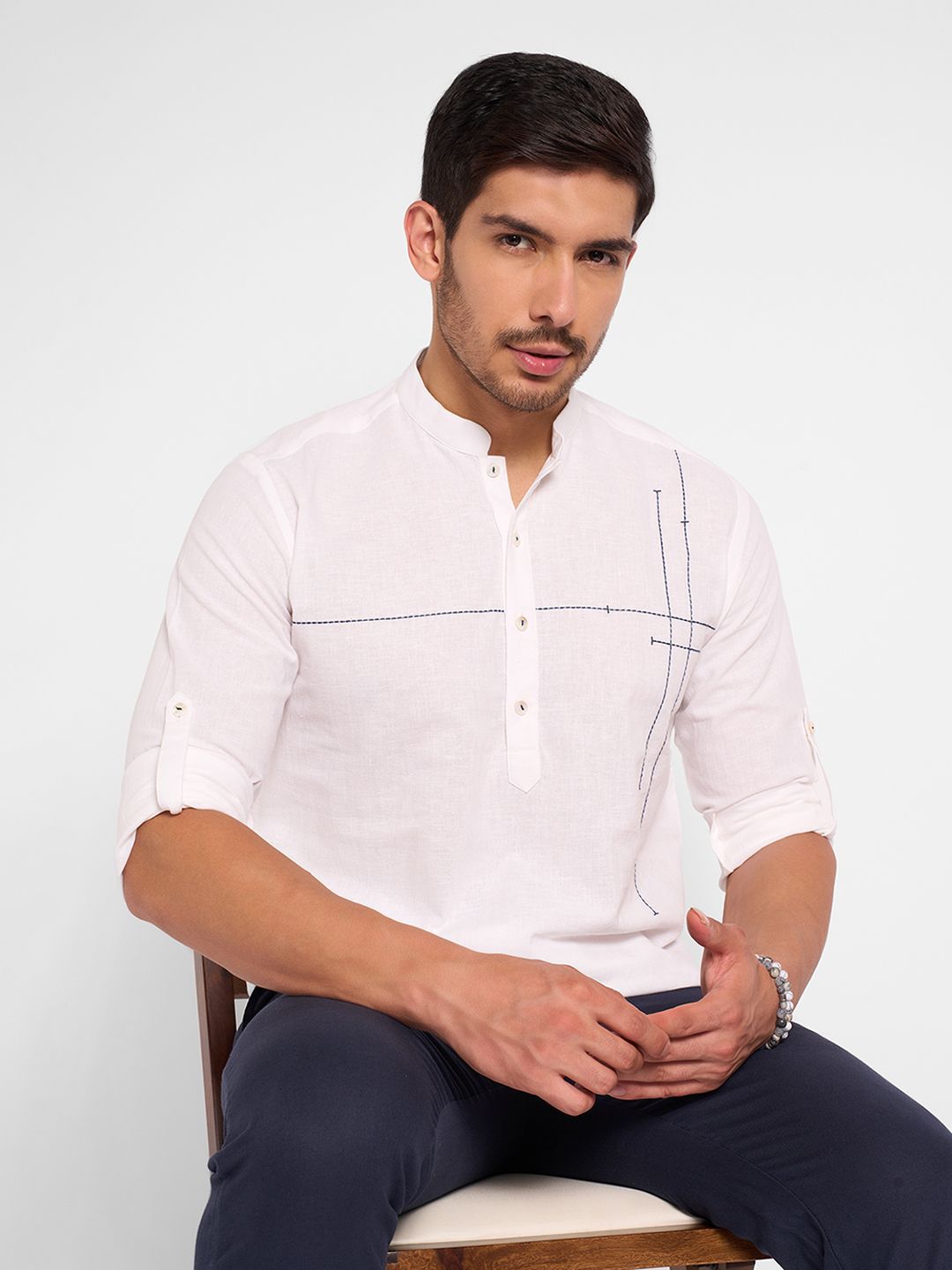 indus route by Pantaloons Men Thread Work Kurta