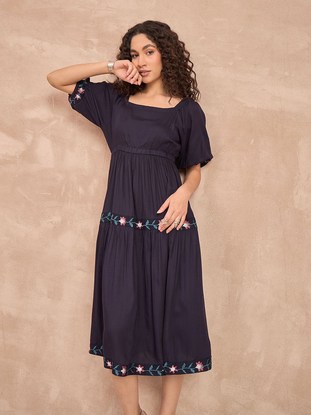Routes by All About You Embroidered Empire Midi Dress