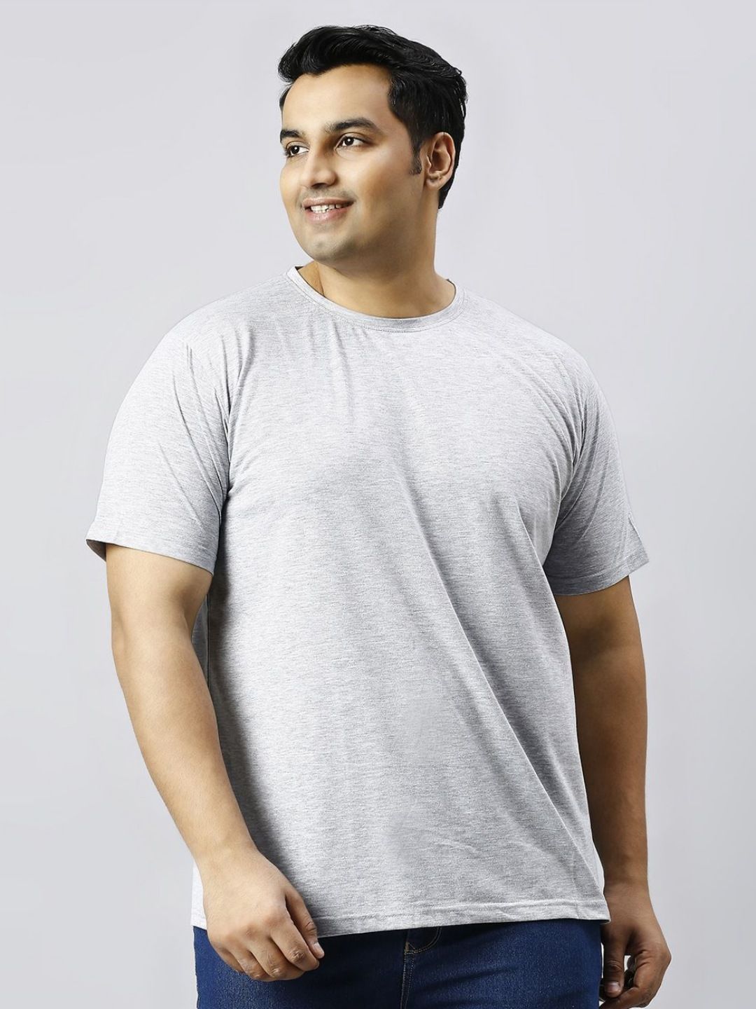 Xmex Plus Size Round Neck Cotton T-Shirt