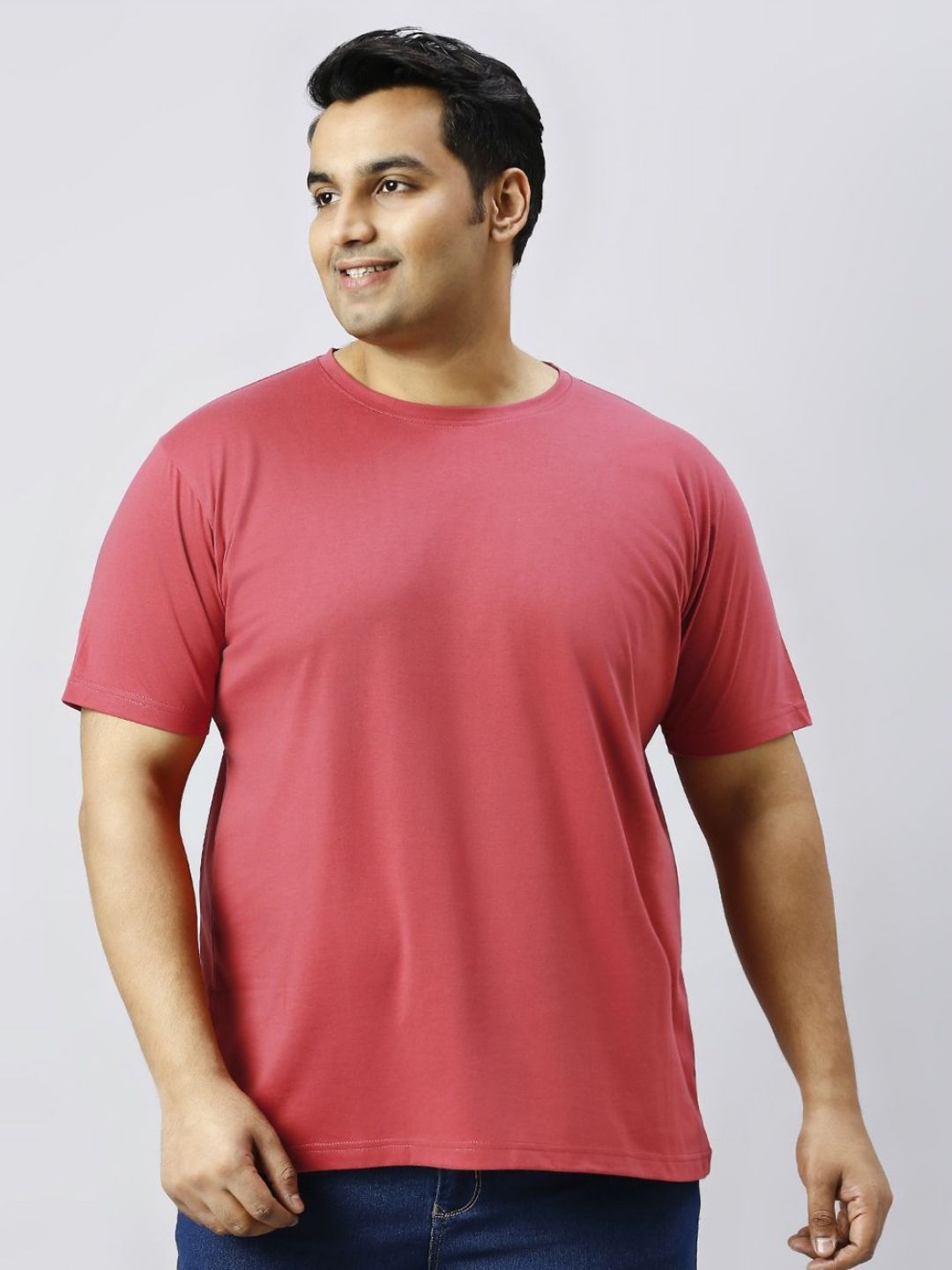 Xmex Plus Size Round Neck Cotton T-Shirt