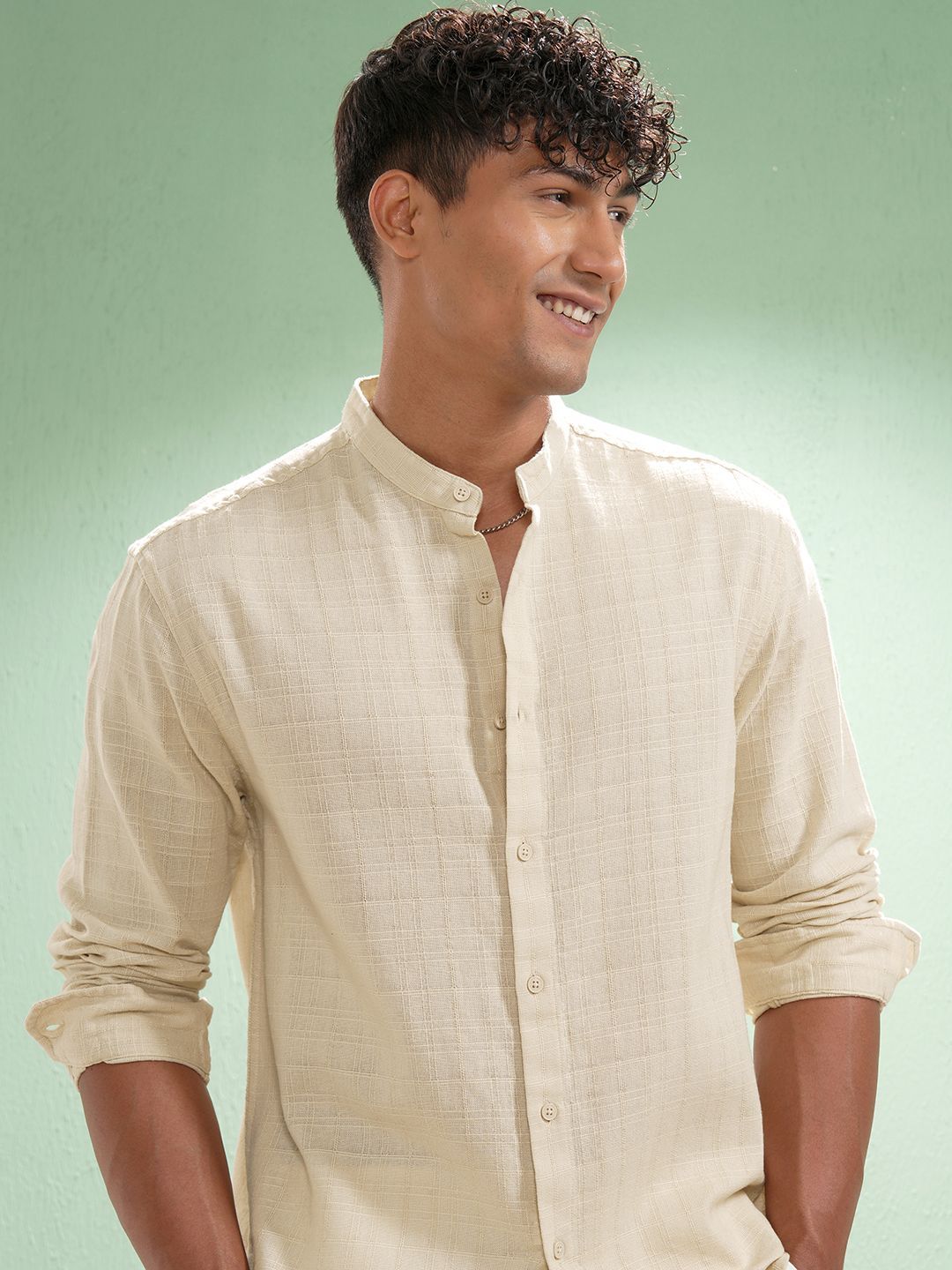 HIGHLANDER Comfort Mandarin Collar Relaxed Fit Shirt