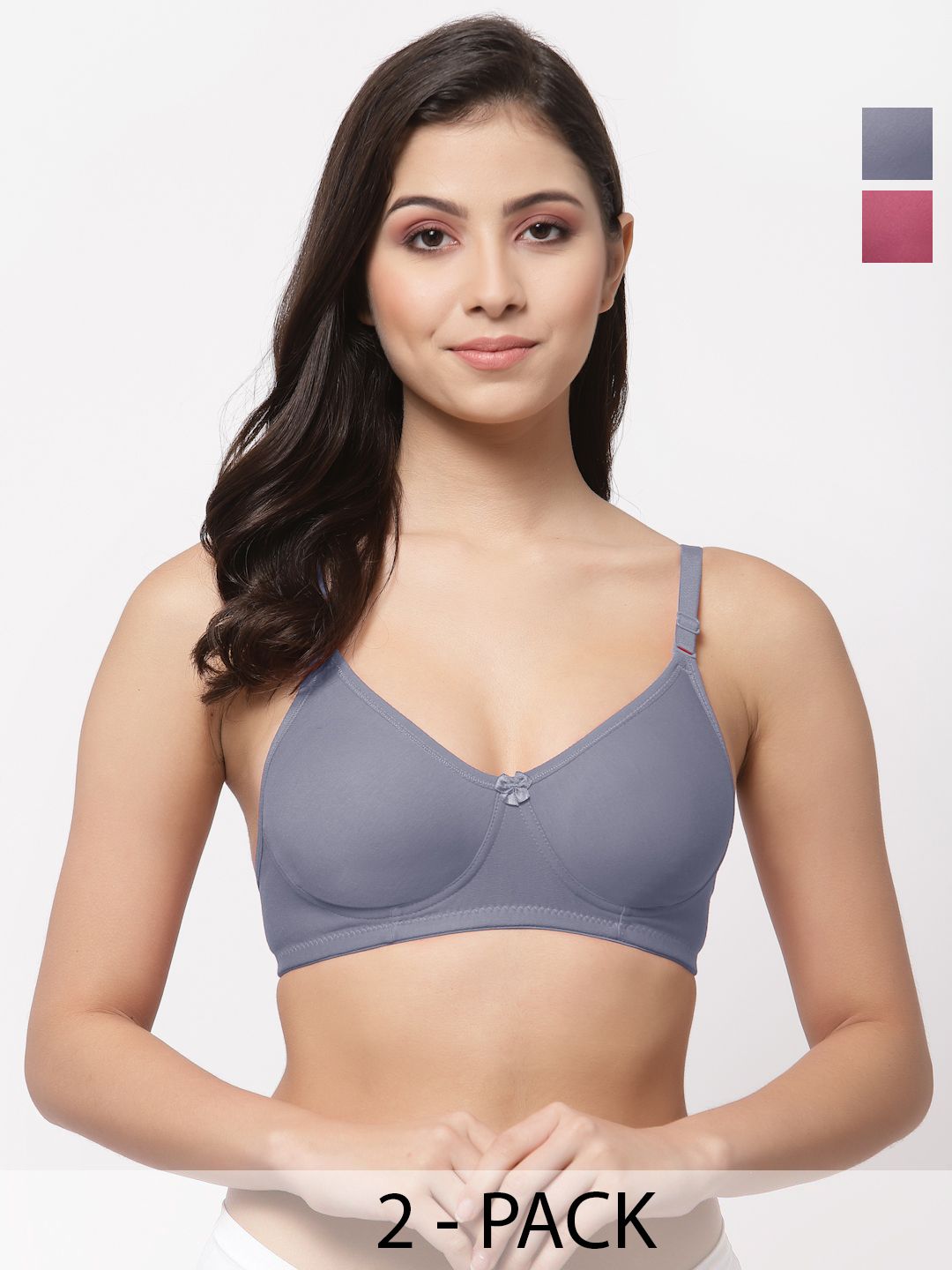 College Girl CG1301 Women Pack Of 2 Full Coverage Non Padded T-shirt Bra