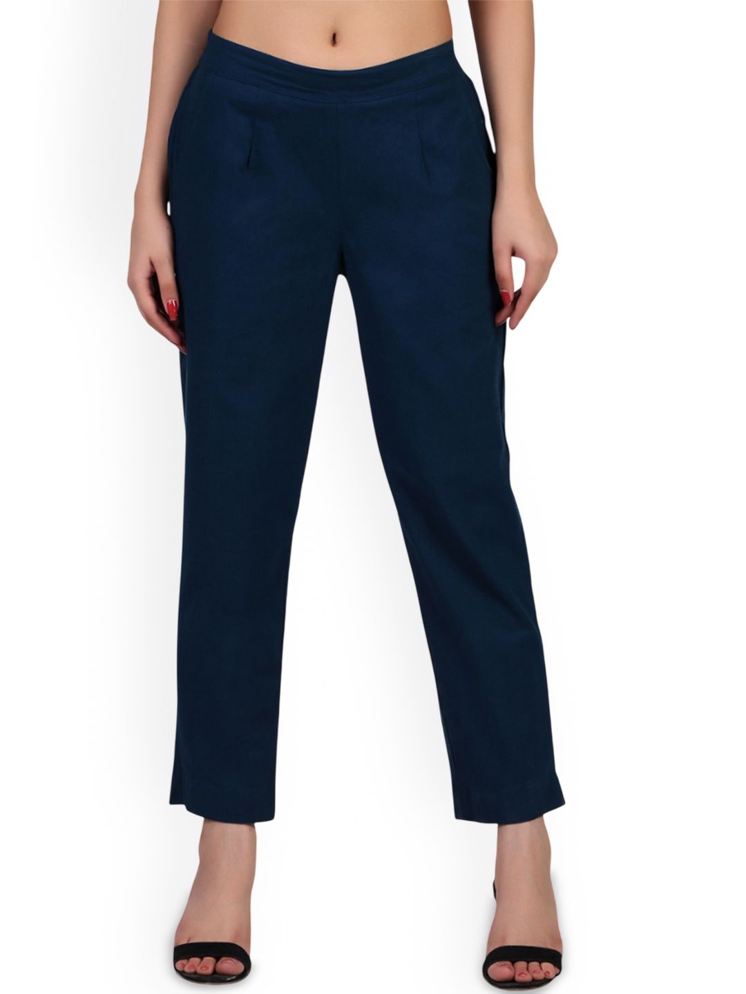 Laad Women Cotton Mid Rise Straight Trouser