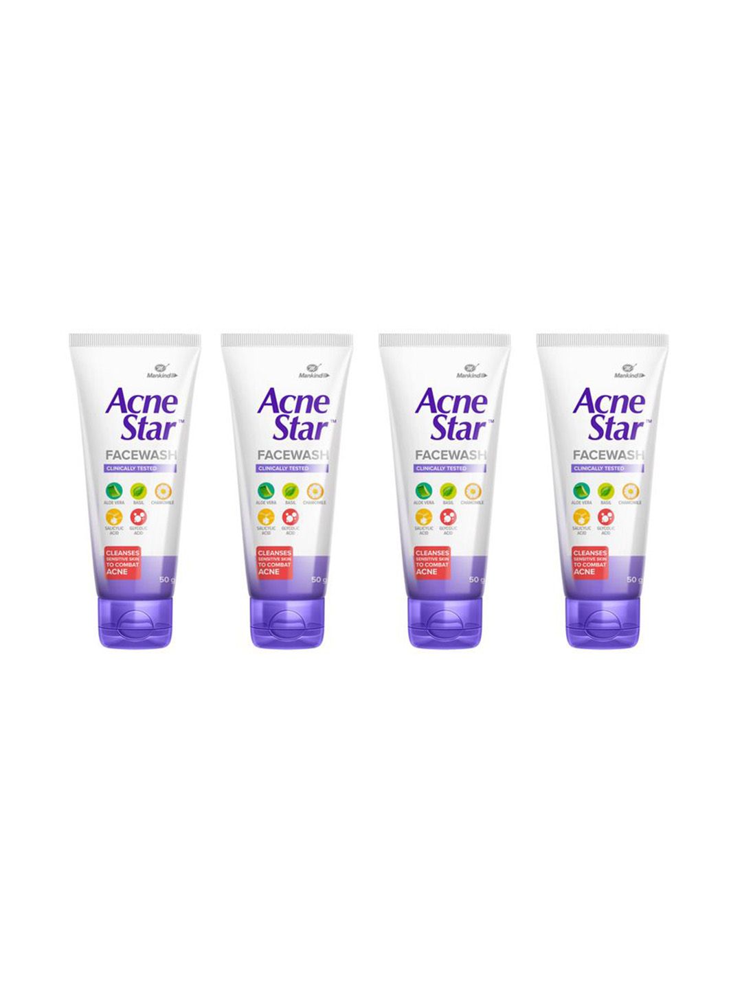 Buy AcneStar Set Of 4 Anti Acne Face Wash With Aloevera   50 G Each -  - Personal Care for Unisex