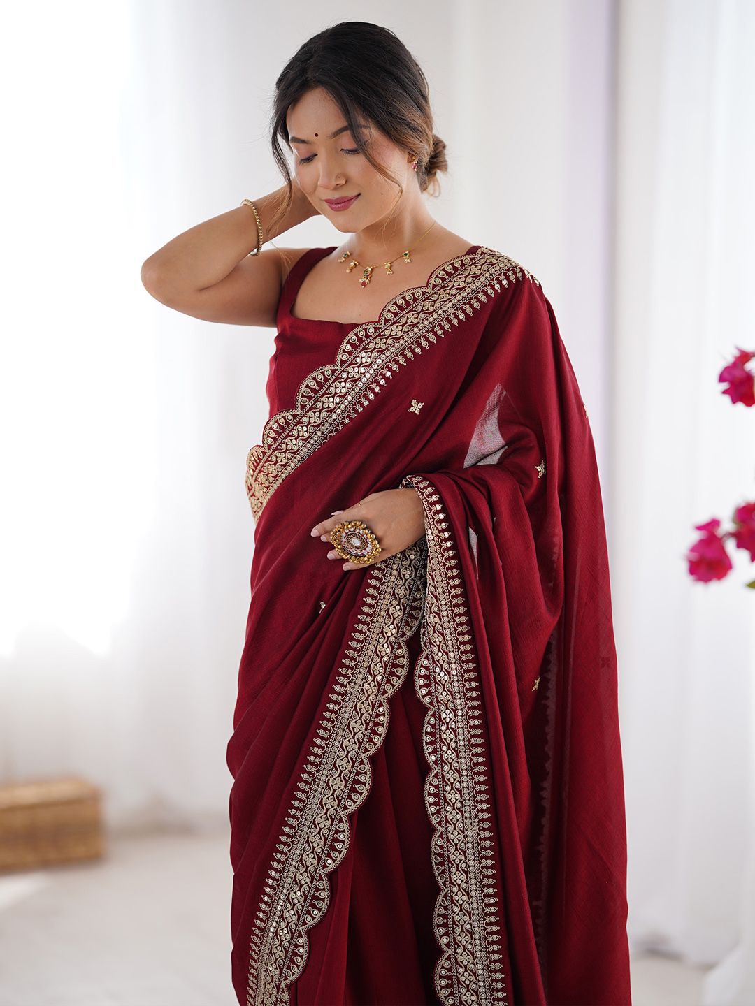 Embellished Embroidered Sequinned Heavy Work Sarees 4