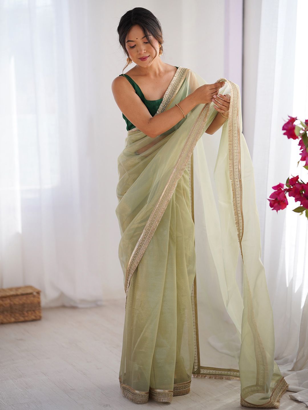 Women Net Embellished Party Wear Saree