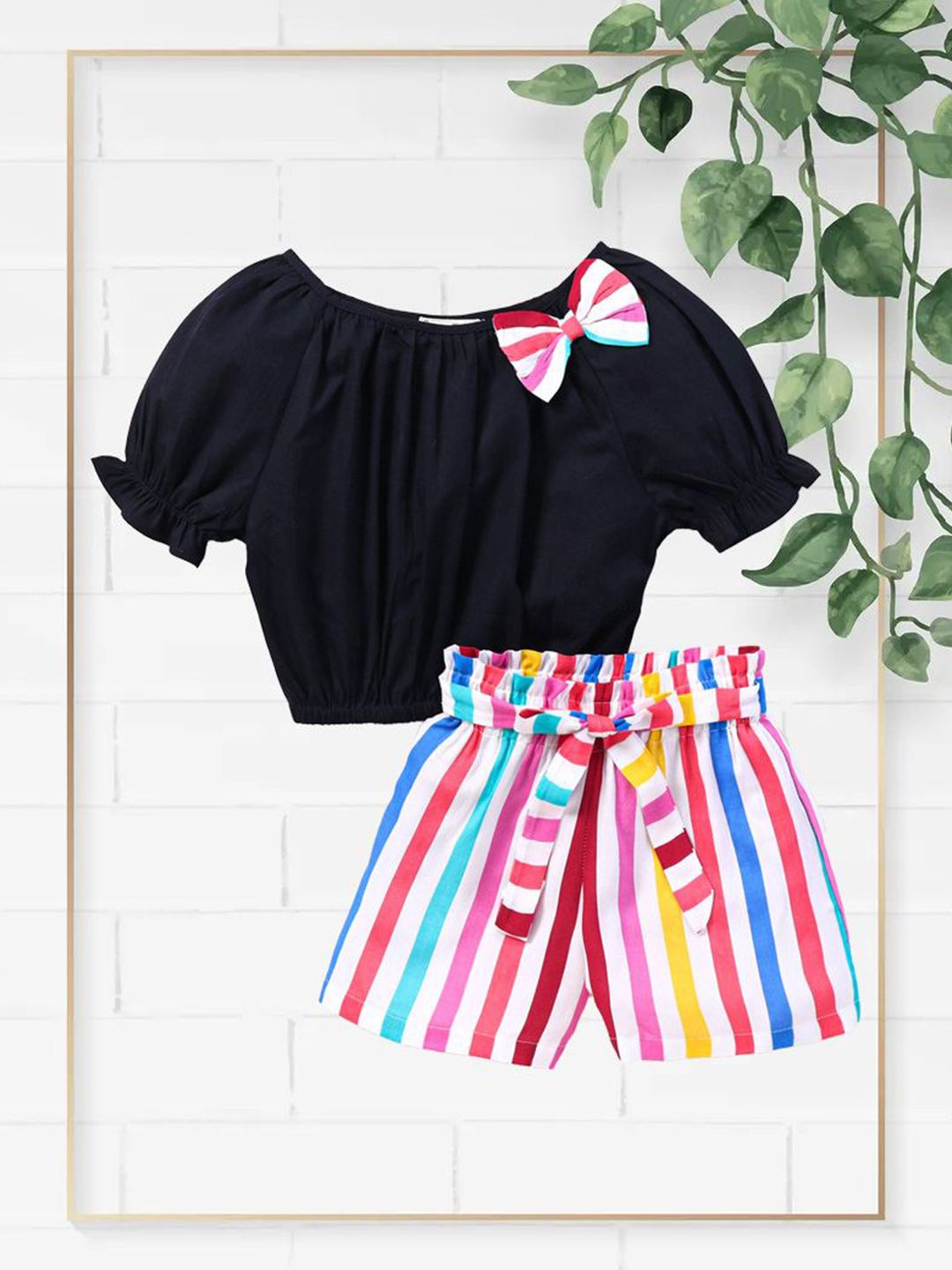 FAVORITE STORE Girls Off-Shoulder Neck Top With Shorts
