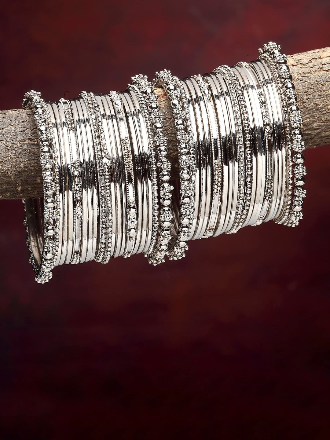 T4 JEWELS Set Of 40 Oxidised Beaded Bangles