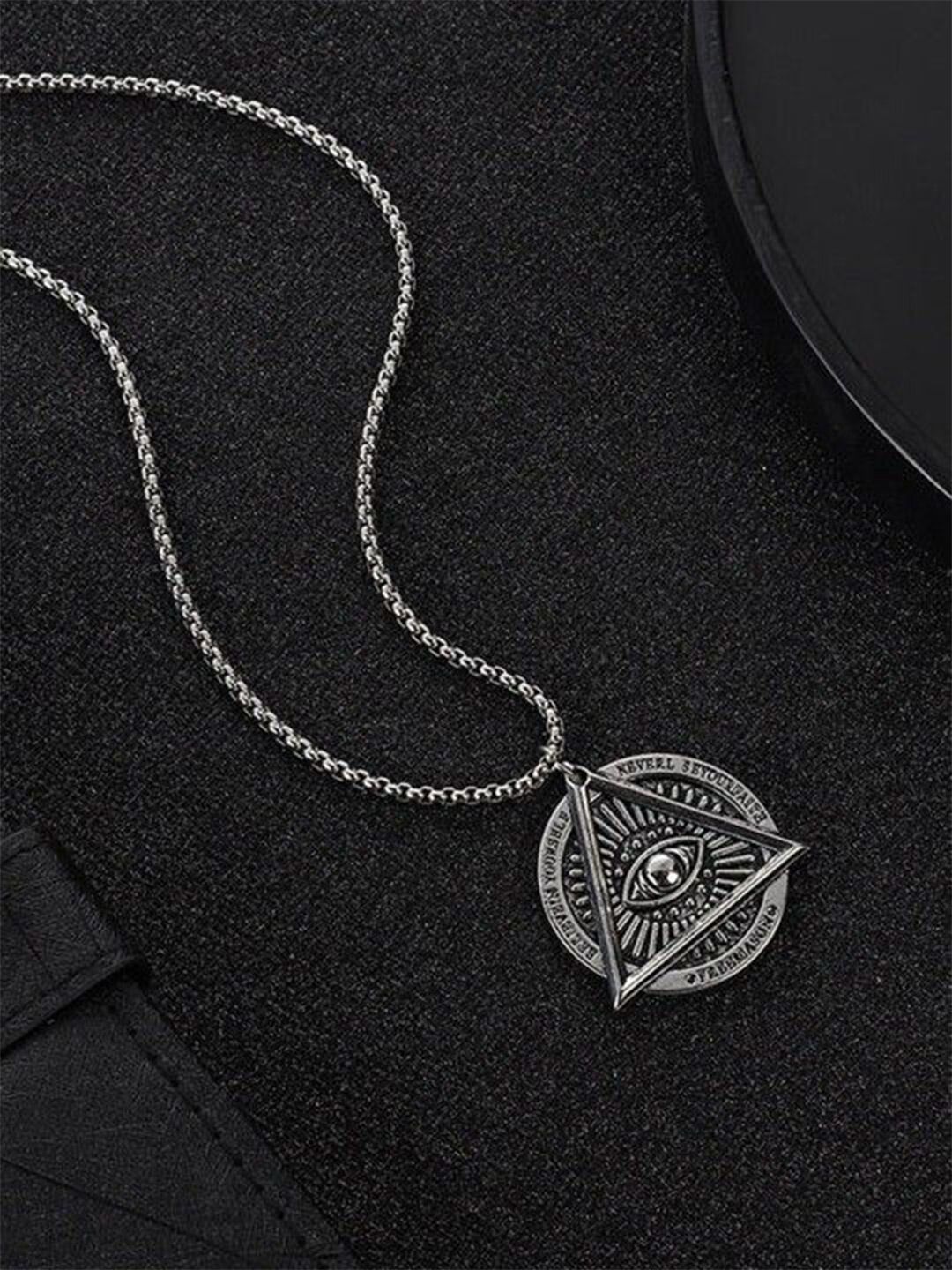 PASU FASHION Unisex Stainless Steel Silver-Plated Geomteric Shaped Pendant With Chain