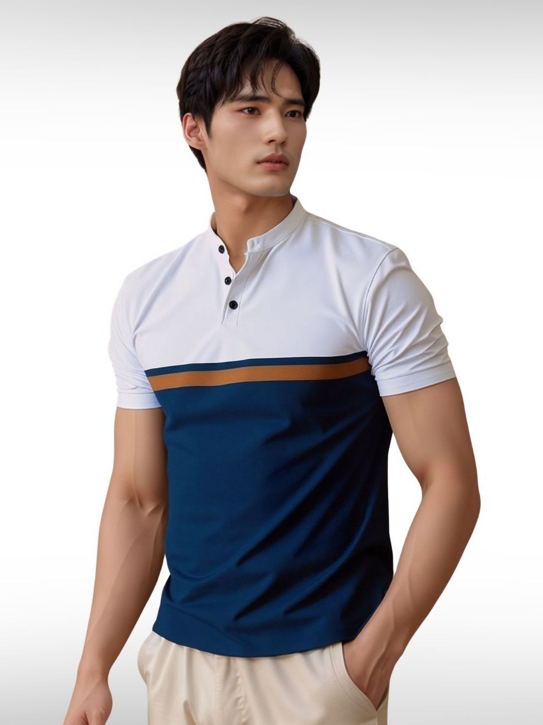 TAZO Men Colourblocked Henley Neck T-shirt