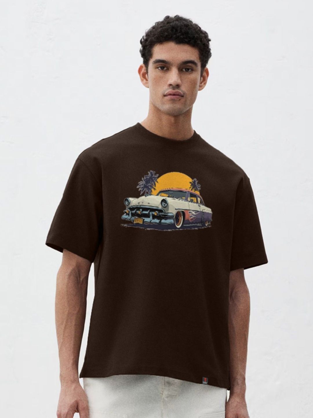 TOGS & TERRE Men Graphic Printed Round Neck Cotton Oversized T-shirt