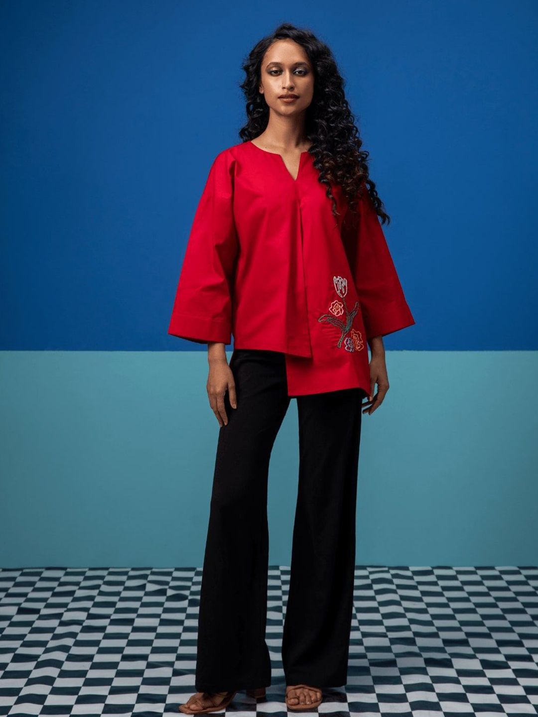 Stylefables Embroidered Round Neck Casual Shirt