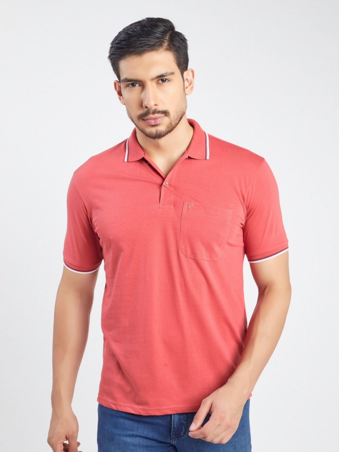 PRORIDERS Men Solid Red Regular Fit Polo T-shirt