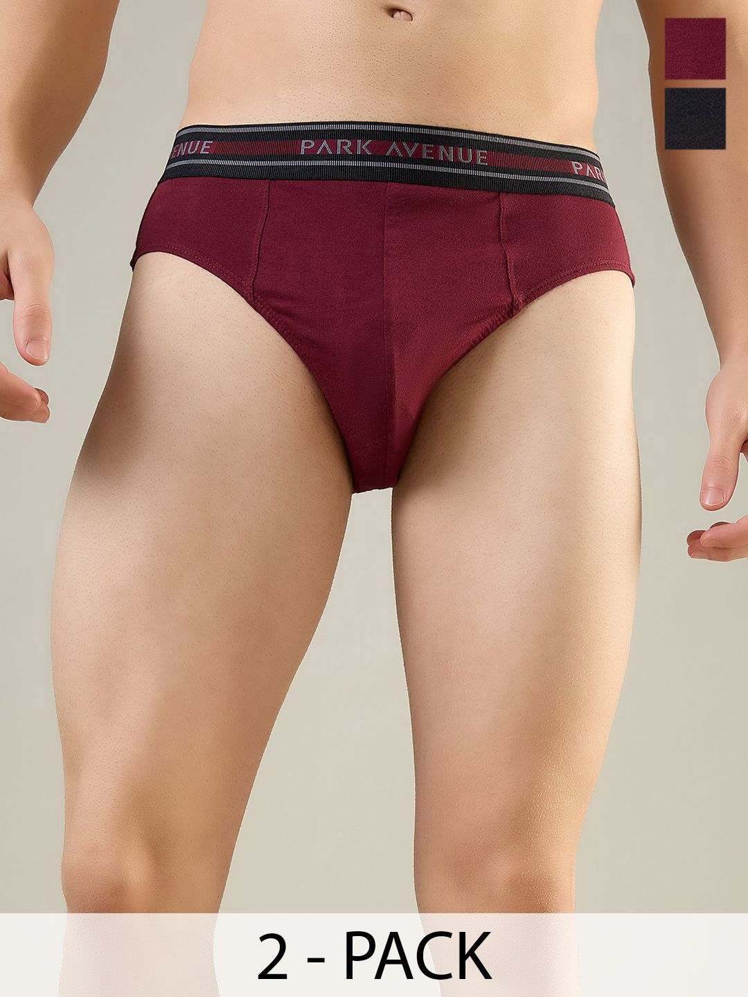Park Avenue Pack Of 2 Pure Cotton Mid-Rise Basic Briefs PZRX00278-X487F070