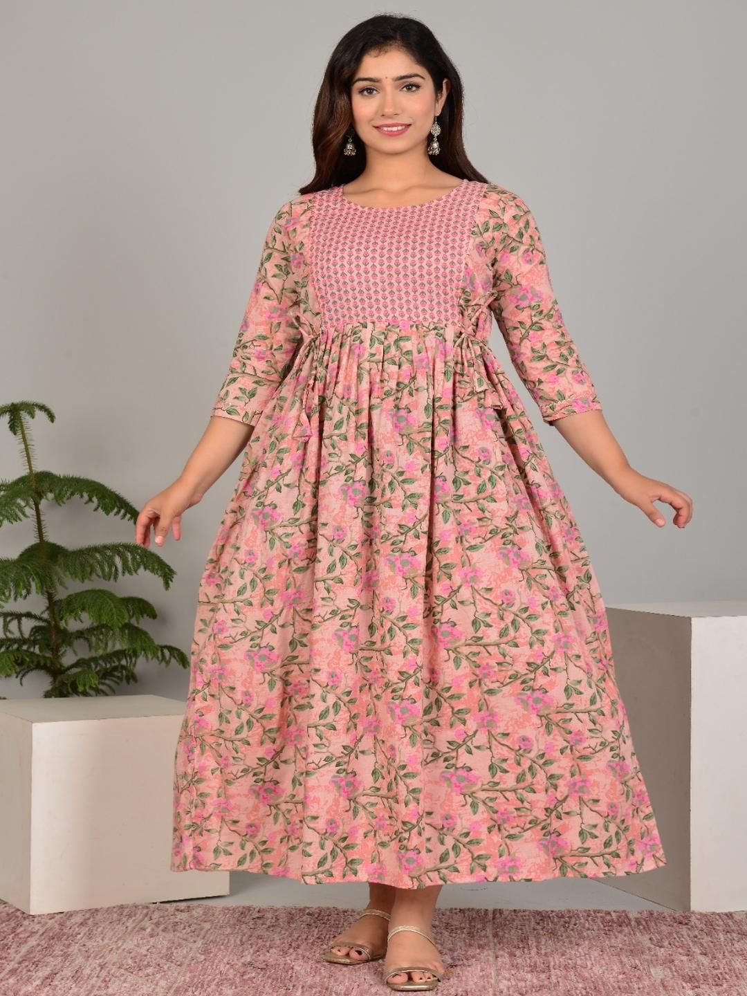 Style Heaven Floral Printed Gotta Patti Pure Cotton Maternity Gotta Patti Kurti