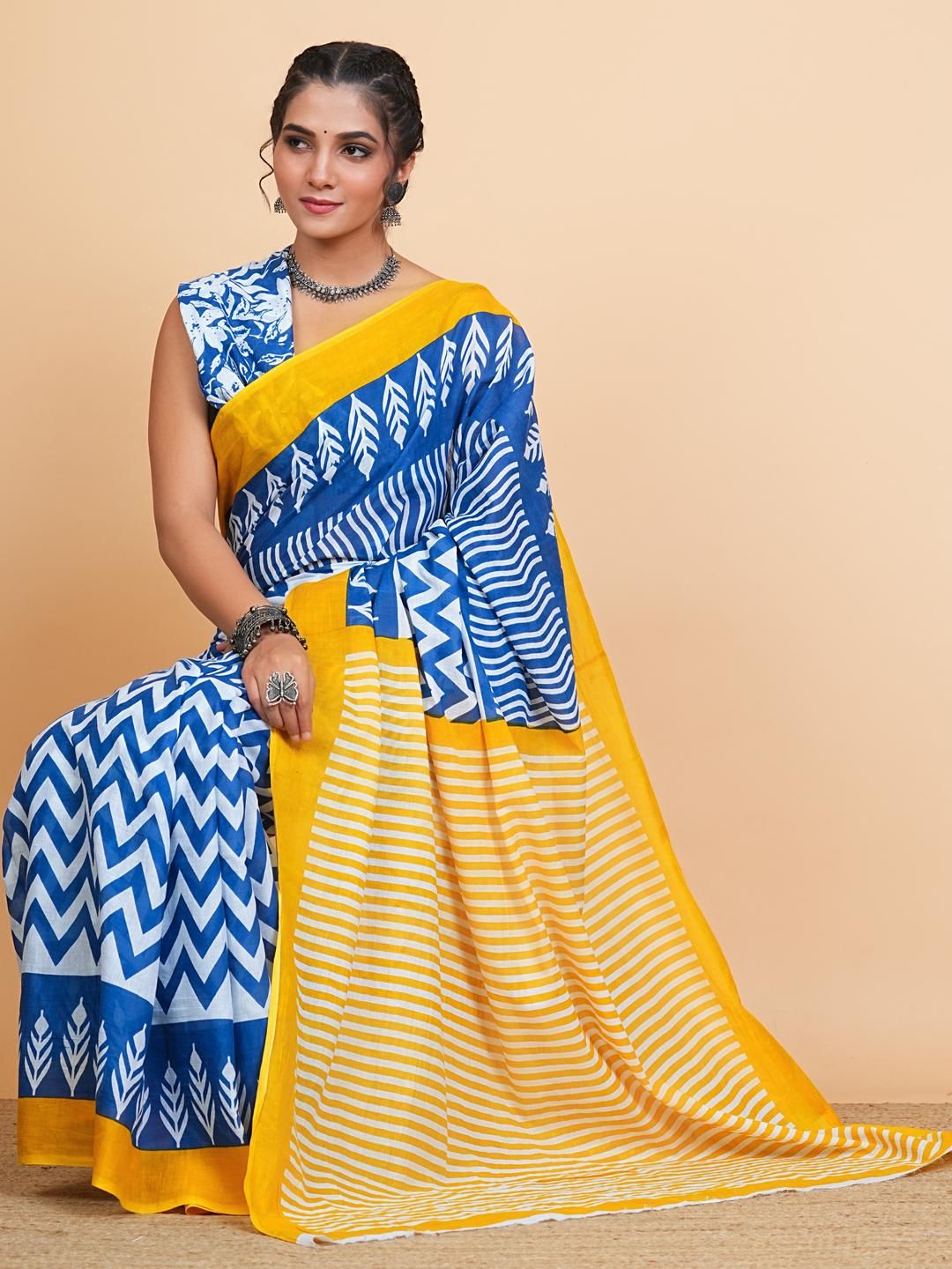 Lovwear Blue Pure Cotton  Sarees