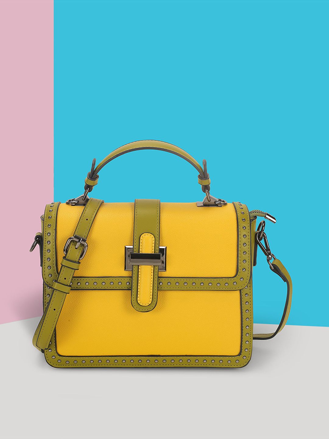 Buy Mochi Solid Buckle Detail Medium Structured Satchel Bag -  - Accessories for Women