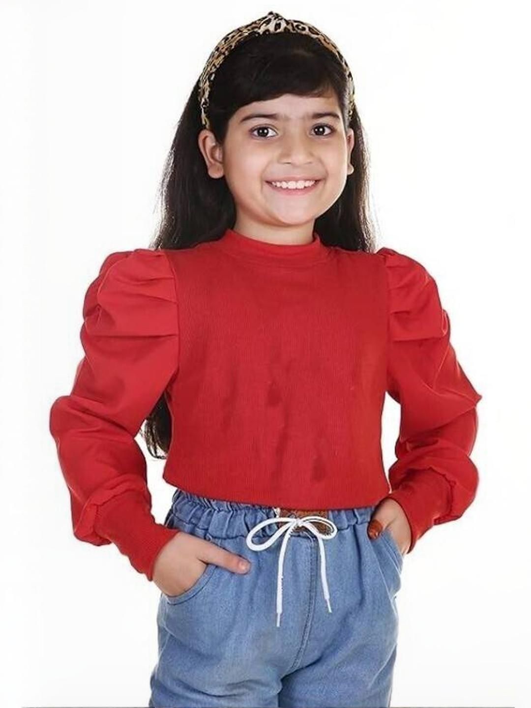 KIROTO Girls Ribbed Solid Tops