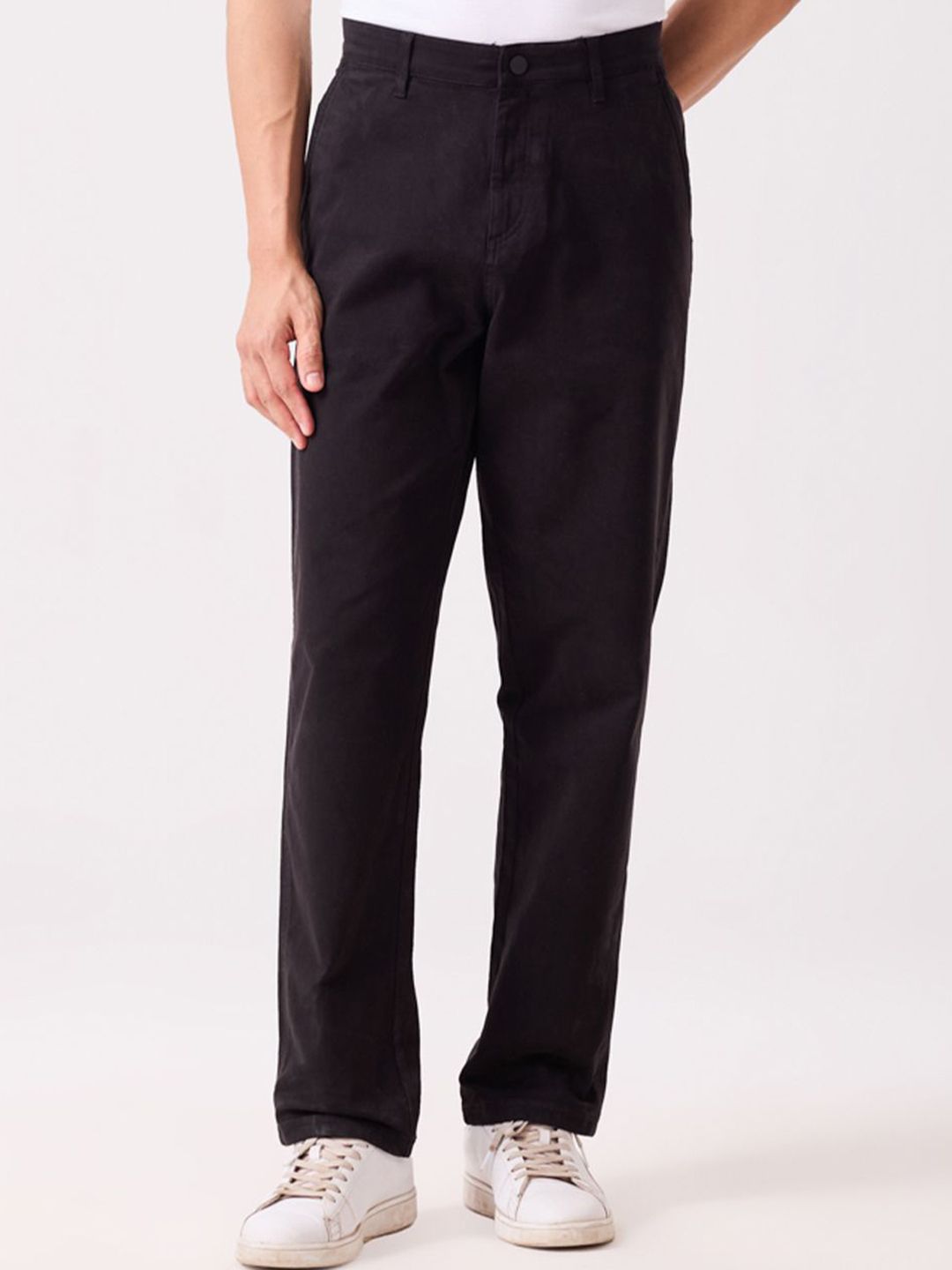 MH&Y Men Comfort Mid Rise Relaxed Fit Overdyed Chinos Trousers
