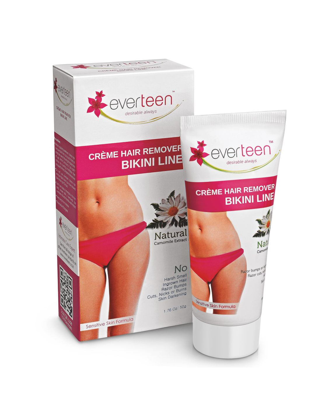 everteen Bikini Line Hair Remover Creme with Chamomile Extracts 50g - Natural