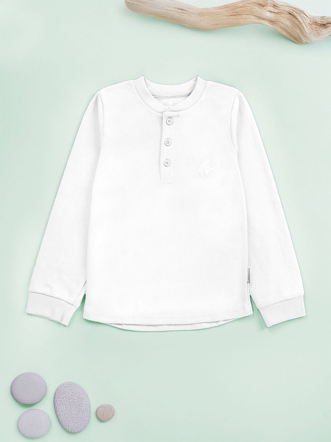 Unisex Kids Henley Neck Pure Cotton T-shirt