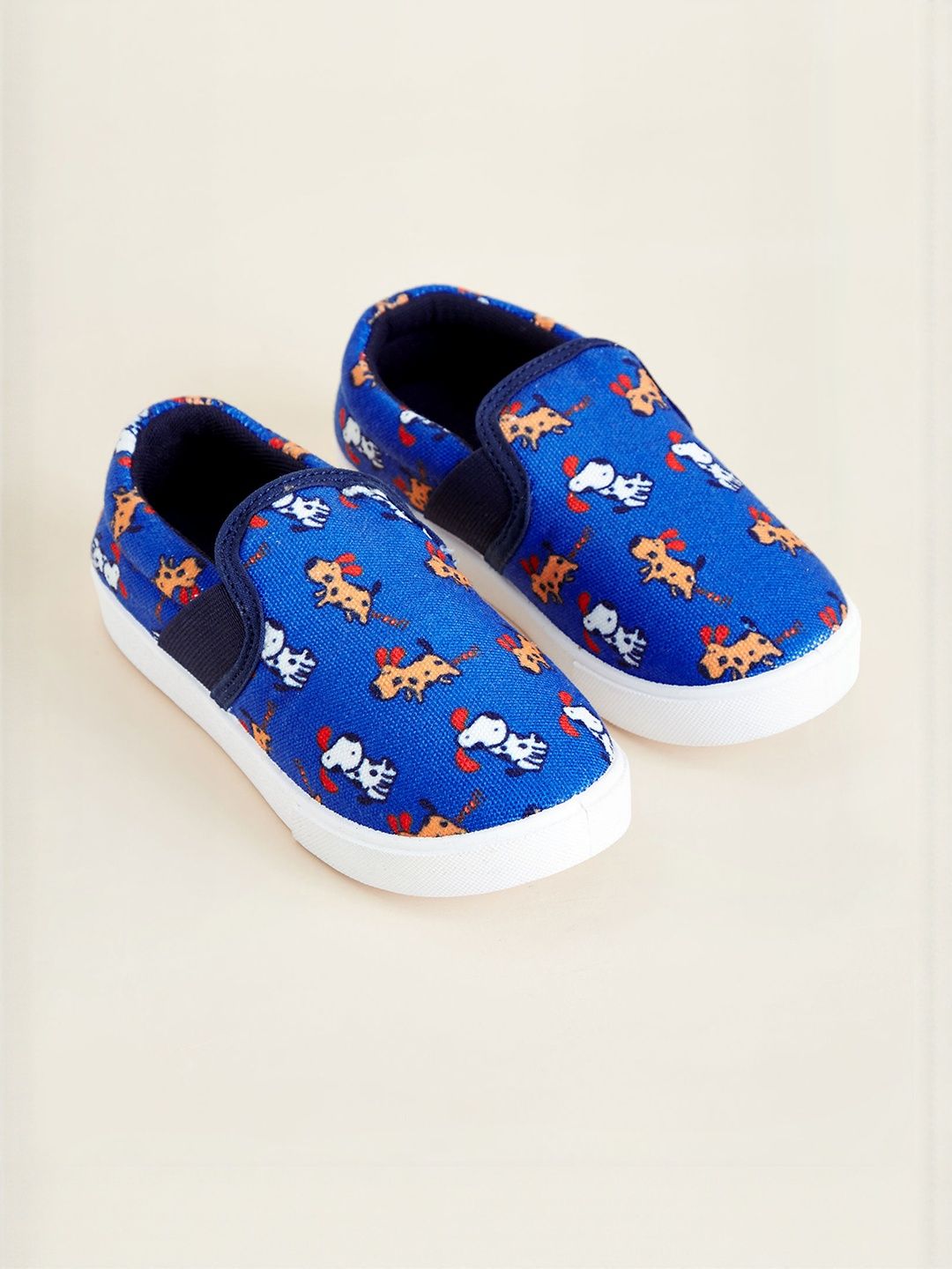 Hopscotch Kids-Unisex Blue Fabric Slip-Ons